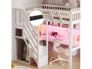 Lit mezzanine 90x200 cm <strong>MAISENTIEL</strong> <strong></strong> coloris blanc