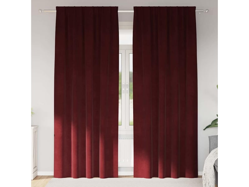 Lot de 2 rideaux, rideaux de fenêtre bordeaux 140 x 245 cm velours cf44009 - Conforama B