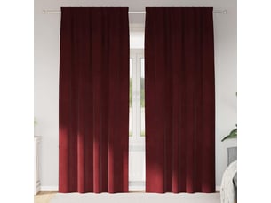 Lot de 2 rideaux, rideaux de fenêtre bordeaux 140 x 245 cm velours cf44009