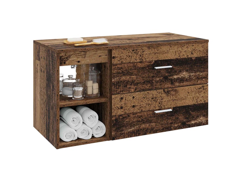 Ensemble de mobilier de salle de bain 2 pcs bois ancien shl7079 - Conforama C