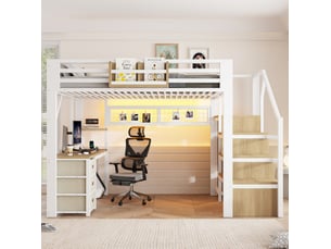 Lit mezzanine 140x200 cm <strong>WISHDOR</strong> <strong></strong> coloris blanc