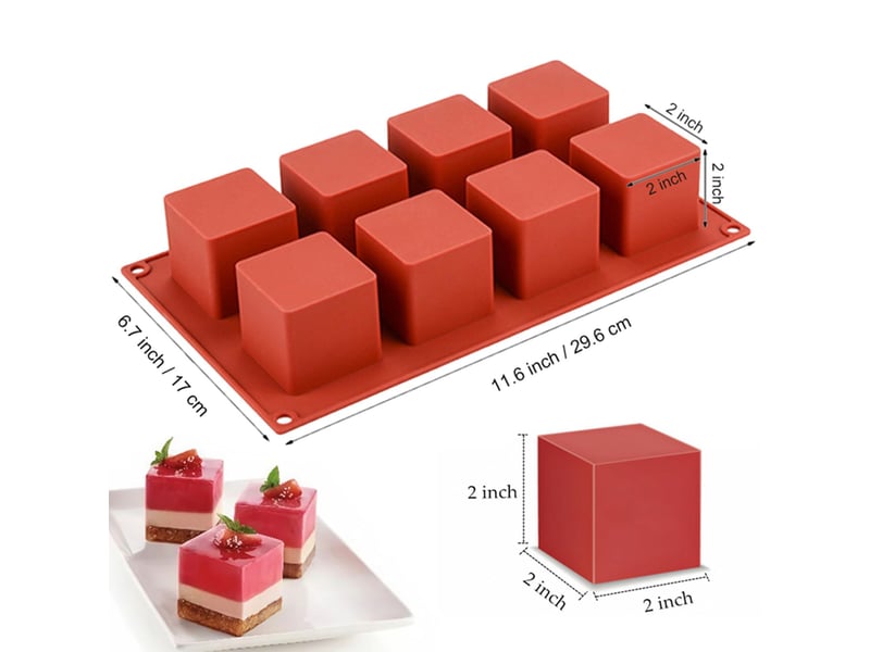 Moule en silicone 3d pour gâteaux cube 5,1 x 5,1 x 5,1 cm mousse, dessert français, friandises de chocolat, brownie, pâtisserie, gelée, glaçure - Conforama B
