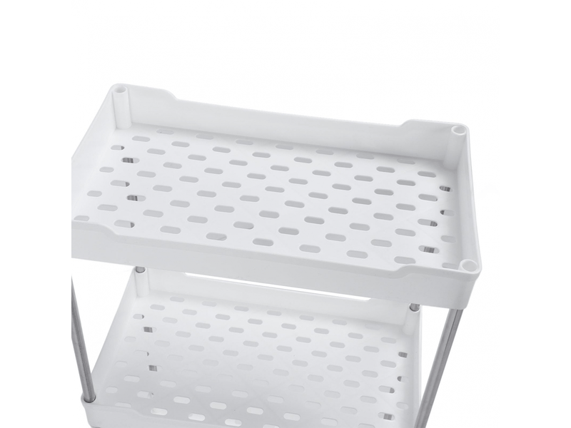 Chariot à roulettes élargi à 4 niveaux en acier inoxydable pp avec roulettes pour salle de bain, toilettes, salon et cuisine (blanc) - Conforama E
