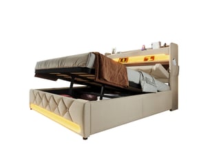 Lit coffre 160x200 cm <strong>HNCBB</strong>  <strong></strong> coloris beige
