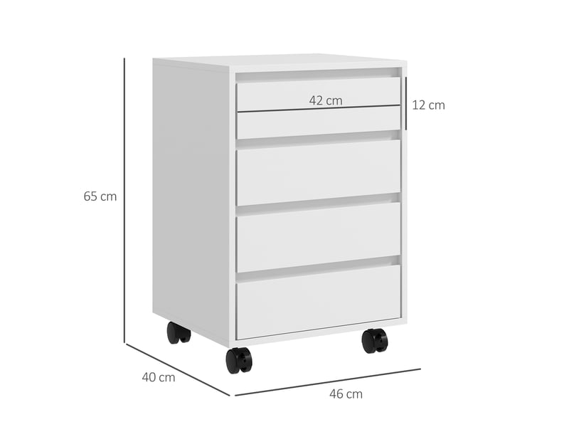  Caisson de bureau rangement bureau sur roulettes 4 tiroirs coulissants en aspect bois bois blanc  - Conforama C