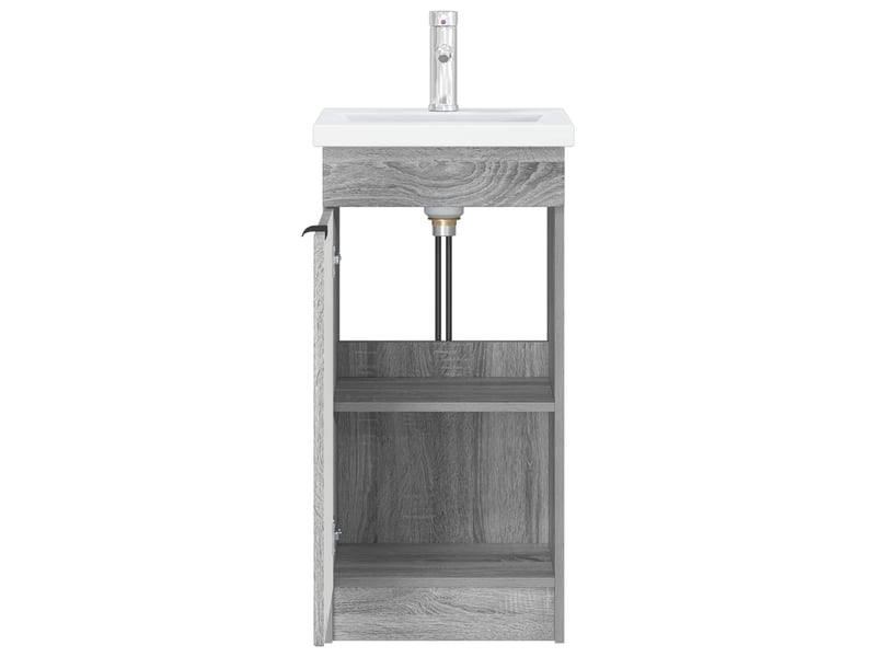 Meuble salle de bain avec évier, meuble de rangement sonoma gris shl8619 - Conforama D