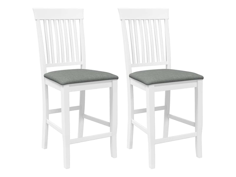  Lot de 2 tabouret de bar avec coussins en bois massif blanc et caoutchouc shl68451  - Conforama A