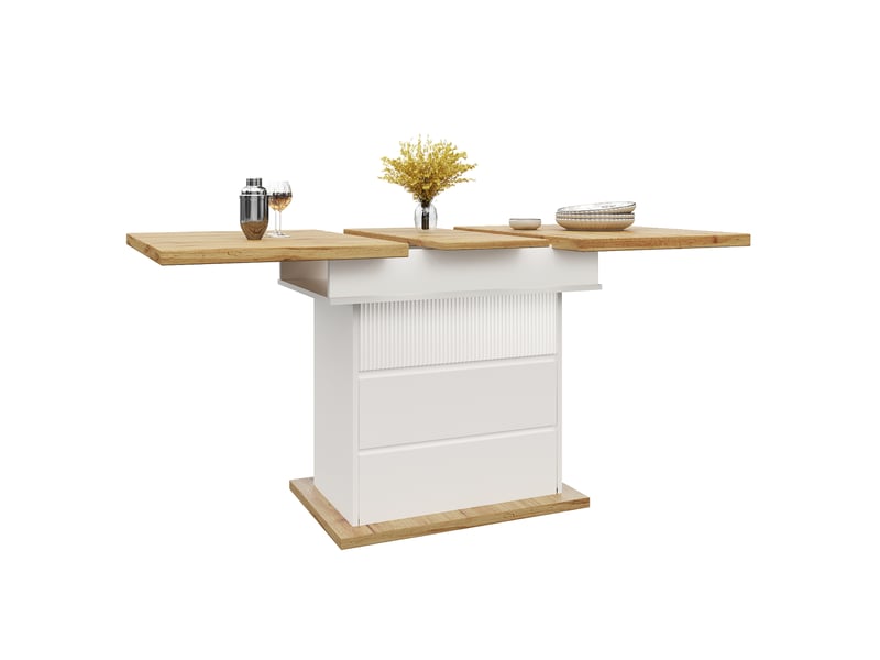  Table de séjour rectangulaire avec allonge blanc - 80x110-140max.cm mdf table blanc - Conforama A