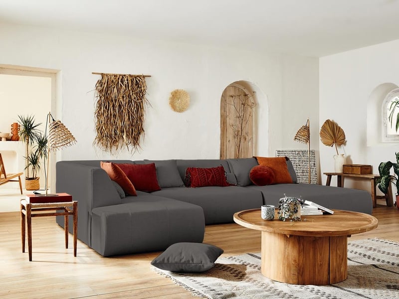  Onyx - canapé modulable panoramique d'angle gauche 7 places - en tissu - lisa design - gris foncé ONYX - Conforama B