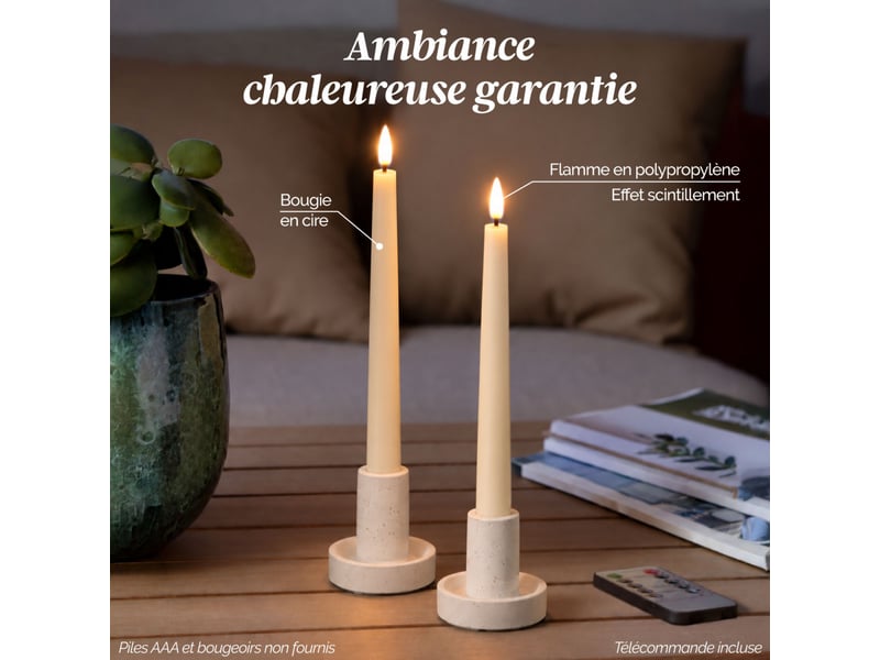 Lot de 6 bougies chandelier à led, flamme vacillante, luminosité réglable - minuterie 2, 4, 6, 8h - Conforama C