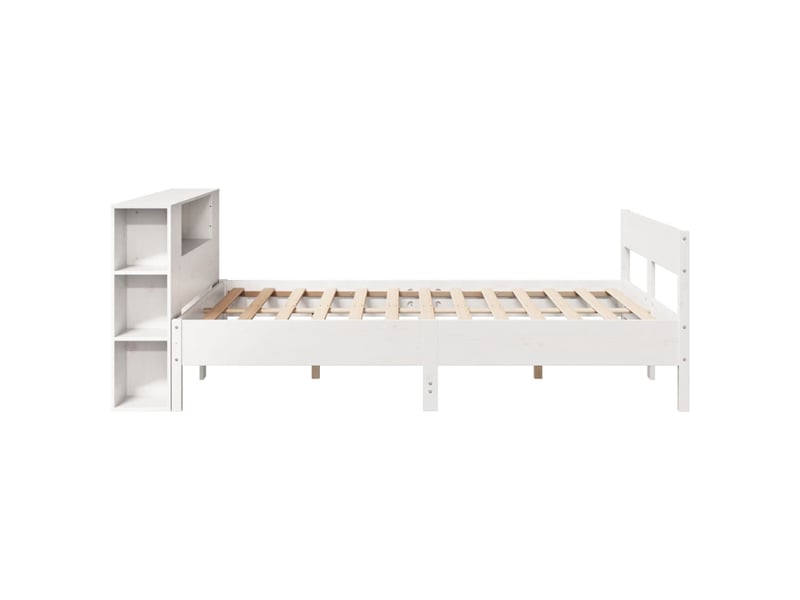 Lit double- lit adulte - lit bibliothèque sans matelas blanc 135x190 cm bois pin massif - Conforama D