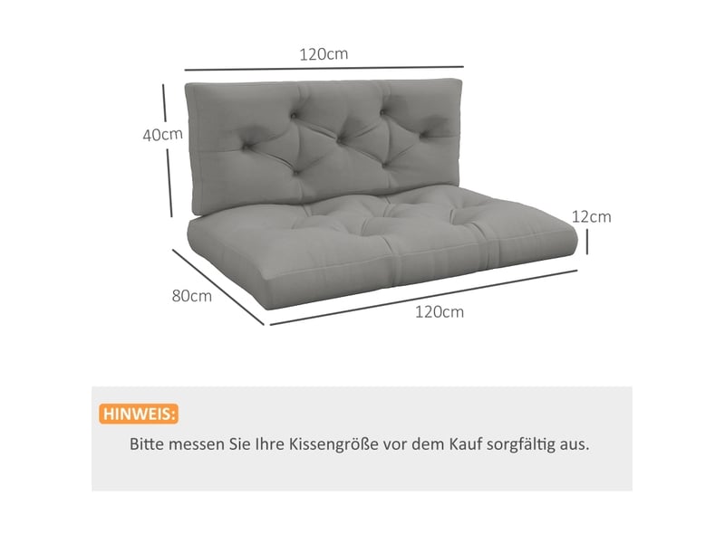 Lot de 2 coussins d’extérieur gris clair capitonnés 120x80 cm - Conforama C