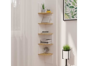 Étagère d'angle flottante, étagère murale blanc et chêne sonoma 19x19x123 cm cf41386