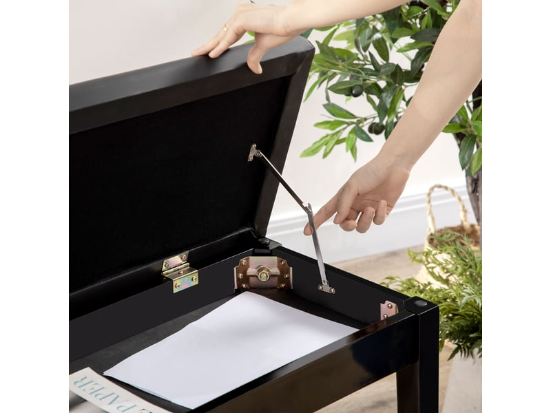  Banc pour piano avec assise rembourrée pieds en bois massif synthétique revêtement 75 x 35 x 49 noir  - Conforama W