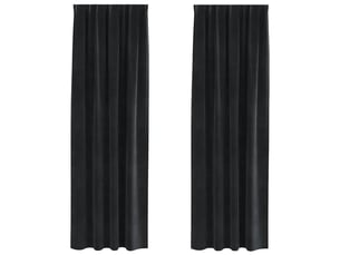 Lot de 2 rideaux, rideaux de fenêtre noir 140 x 260 cm velours cf44101