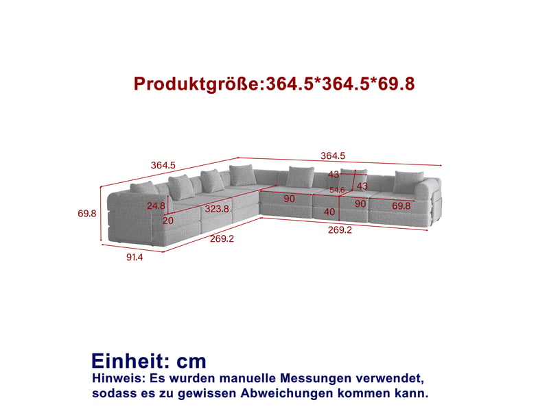  Canapé convertible modulaire avec coffre d’accoudoir, structure en acier et base antidérapante, en chenille kaki  - Conforama C