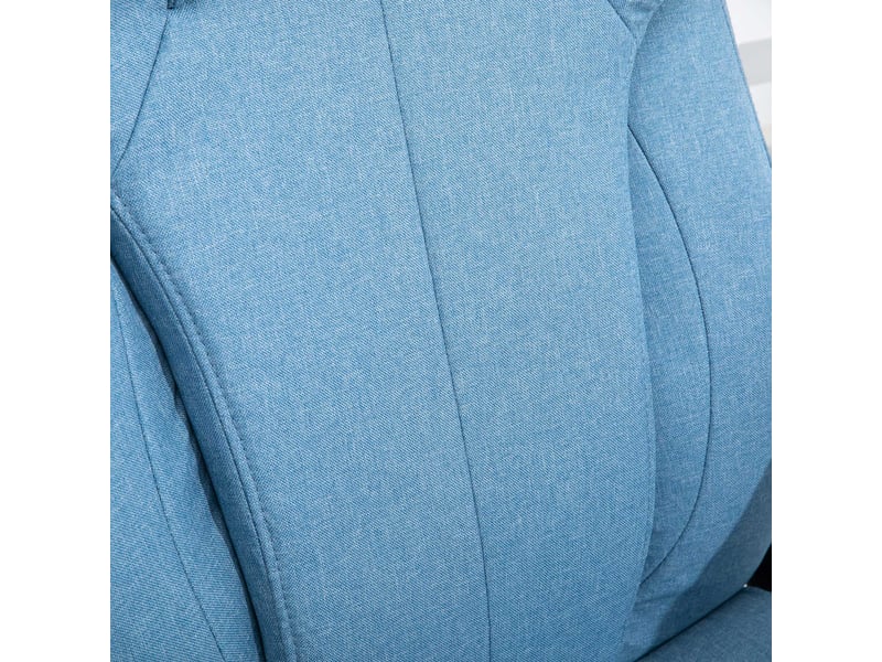  Chaise de bureau ergonomique à hauteur réglable, dossier basculant et rotation à 360° en lin bleu clair  - Conforama C