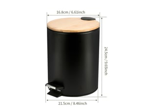 Poubelle de salle de bain à pédale en acier - couvercle bambou - 3l