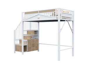Lit mezzanine 90x200 cm <strong>MERAX</strong>  <strong>lit enfant blanc</strong> coloris blanc