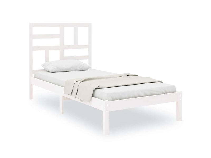  Lit simple- lit adulte -  cadre de lit sans matelas blanc bois massif 90x200 cm  - Conforama A