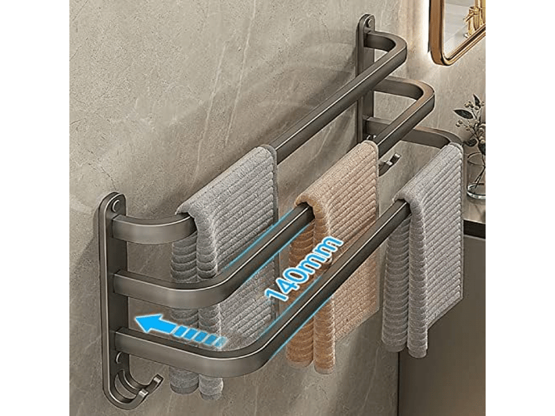  Porte-serviettes de salle de bain à trois niveaux, porte-serviettes de bain mural, porte-serviettes de cuisine, sans perforation, 30 cm FC-QYH-01081QYH - Conforama C