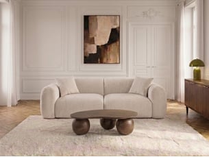Canapé droit fixe <strong>BOBOCHIC</strong> <strong>SIENA</strong> 3 places Tissu blanc