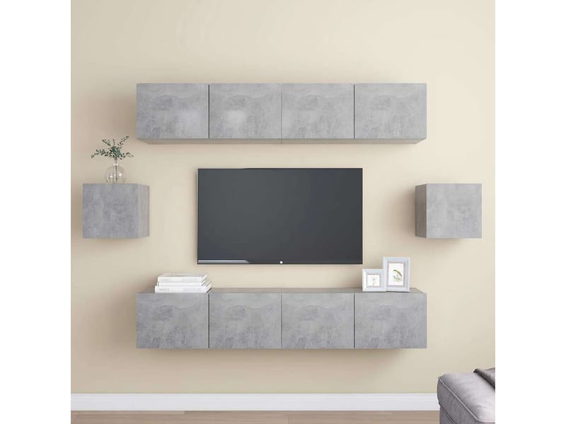  Ensemble de meubles tv 6 pcs gris béton bois d'ingénierie shl7628  - Conforama B