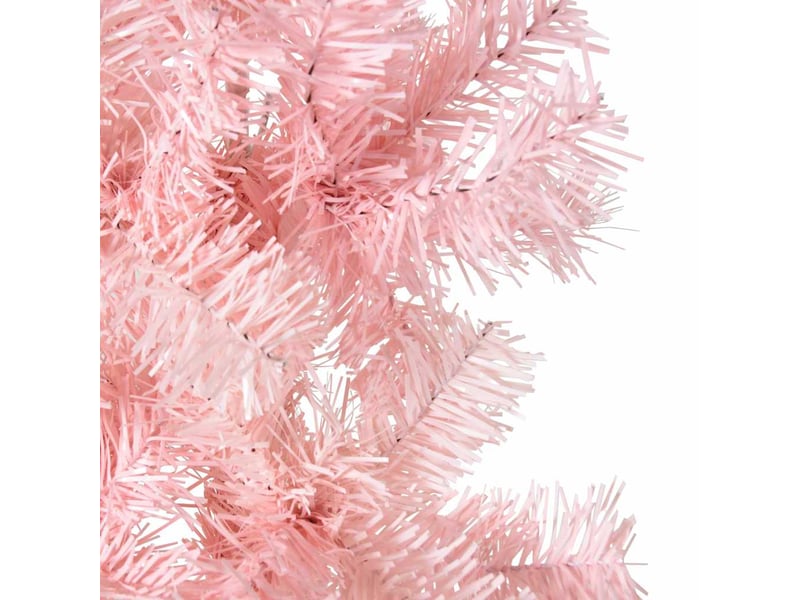  Demi sapin de noël, arbre de noël artificiel mince avec support rose 210 cm  - Conforama E