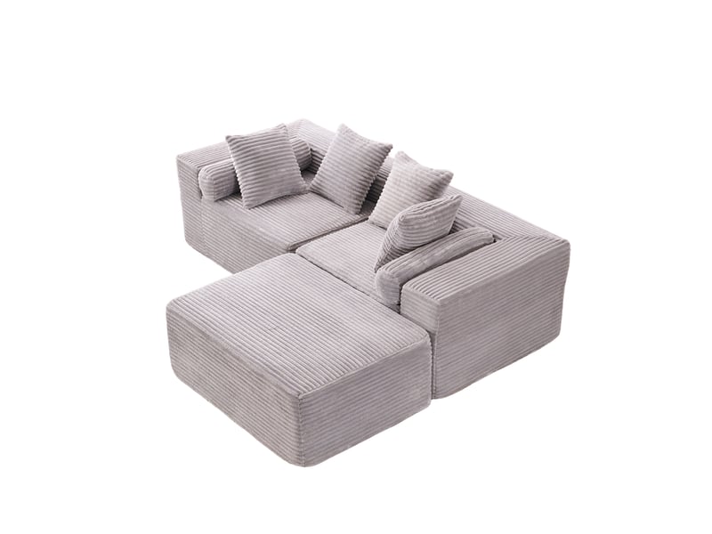  Canapé modulable, canapé de salon, gris, pour salon, chambre, en tissu chenille, format adapté au salon, pour intérieur  - Conforama B
