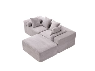Canapé modulable, canapé de salon, gris, pour salon, chambre, en tissu chenille, format adapté au salon, pour intérieur