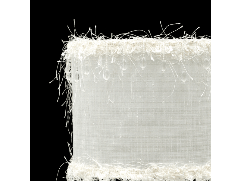  Suspension classique ABRILA Hilos 1 lumière E27 blanche, abat-jour textile Ø50 cm, hauteur réglable 40-100 cm, structure chromée 117595001 - Conforama E