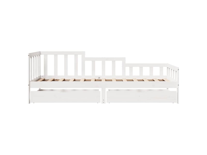  Lit simple- lit adulte -  lit de jour et tiroirs sans matelas blanc 90x200 cm bois massif  - Conforama C