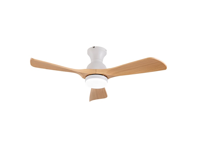  Ventilateur de plafond avec lampe, luminaire led silencieux, métal et abs aspect bois 106 cm 42 pouces moteur dc réversible, blanc et naturel  - Conforama A