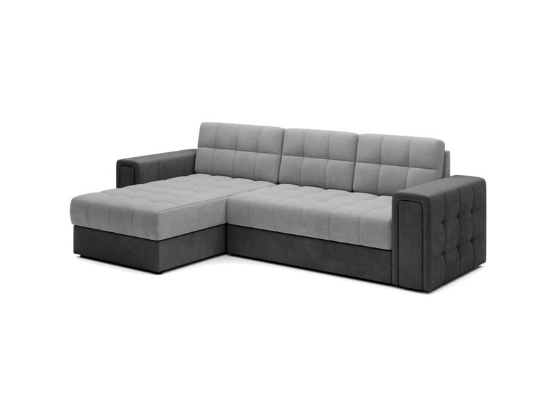 Canapé d'angle convertible kapitara gris et noir réversible avec coffre de rangement - Conforama D