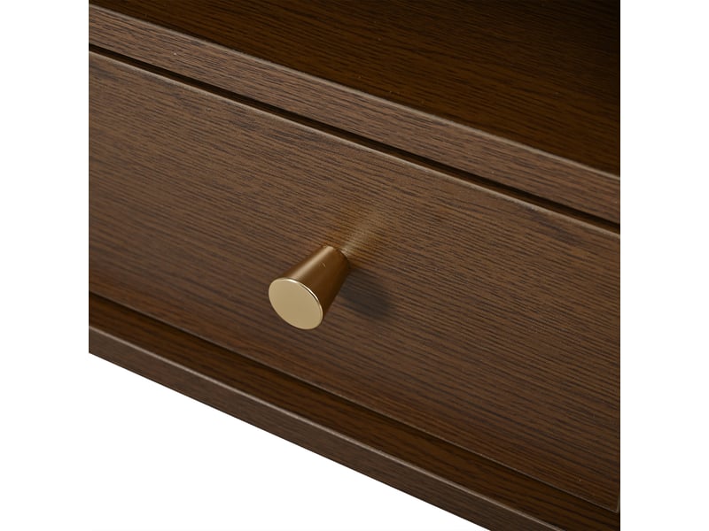  Table basse ovale 100x50x36 cm finition noyer, 1 tiroir, niche ouverte et porte tambour Fay Lum - Conforama E