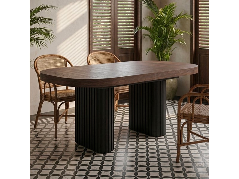  Table ovale extensible 110-260cm pieds design buxton bois noisette Buxton - Conforama B