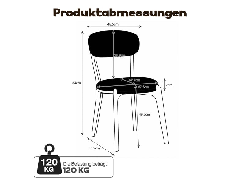  Chaise de salle à manger en tissu et métal noir idéale pour la salle à manger  - Conforama C