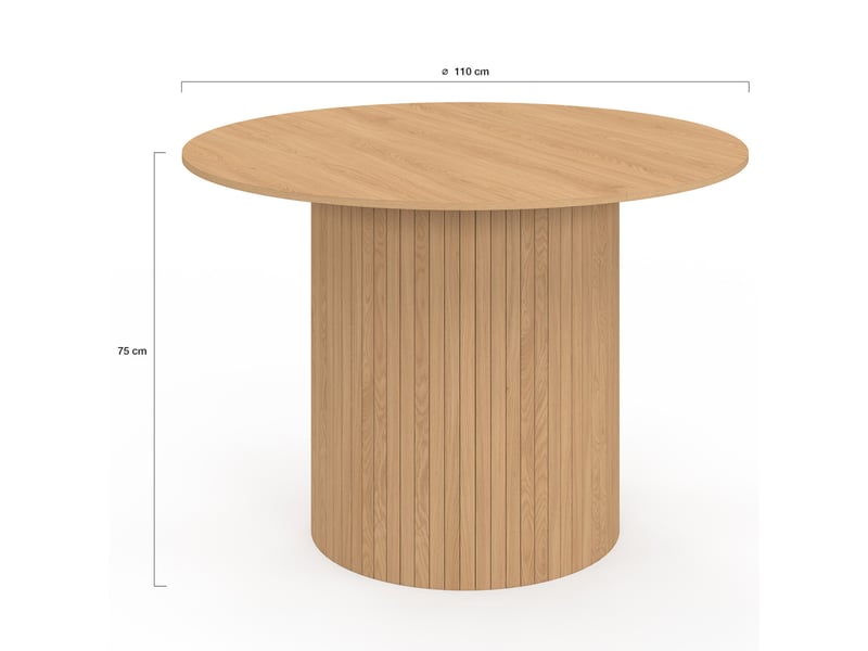 Table à manger ronde juliette 6 personnes pied central effet lattes 110 cm - Conforama D