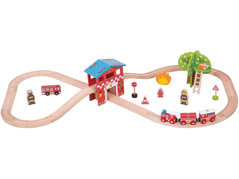  Jeu en bois -  ensemble de train de caserne de pompiers BJT037 - Conforama C