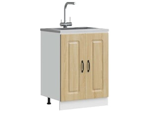 Meuble de cuisine, meuble bas pour évier kalmar chêne sonoma bois d'ingénierie