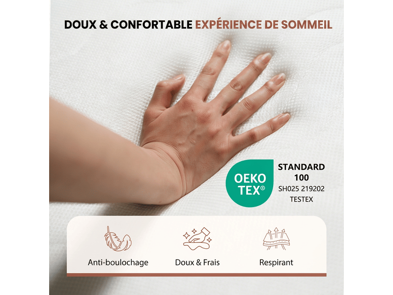  Matelas en mousse 160x200 ergonomique avec housse 3d lavable, 13 cm  - Conforama B