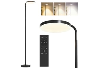 Lampadaire led, lampe sur pied à intensité variable, tête rotative 350 °, télécommande magnétique, 41x25x177cm, noir