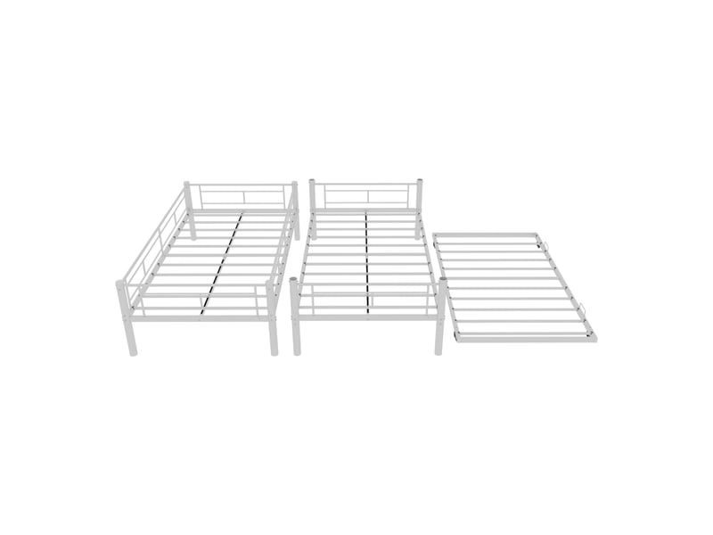  Lit superposé métal 90x190 cm - lit enfant 2 couchages - cadre robuste stable avec barrière sécurité échelle 3 marches  - noir  - Conforama D