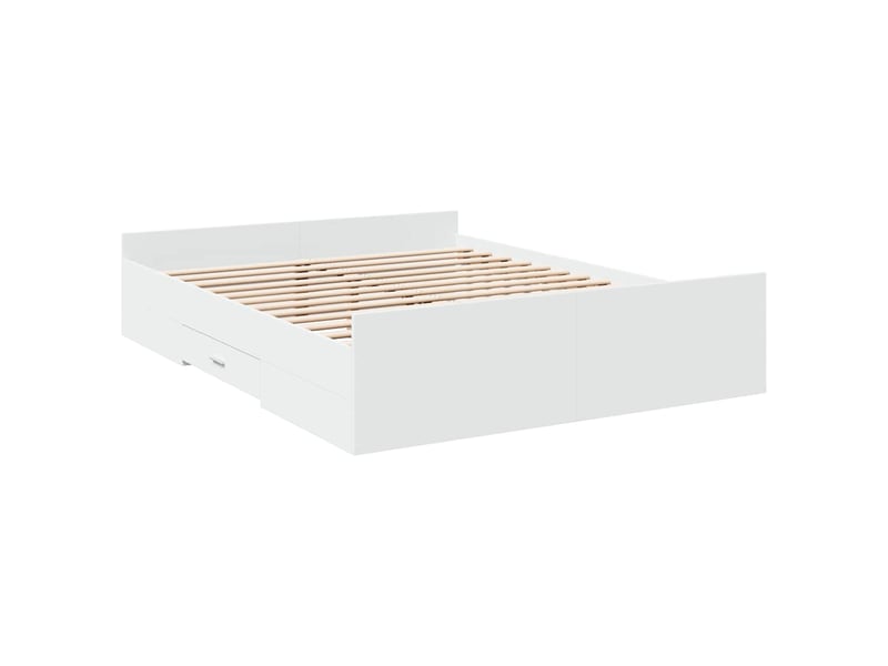  Lit double- lit adulte -  cadre de lit avec tiroirs sans matelas blanc 150x200 cm  - Conforama B
