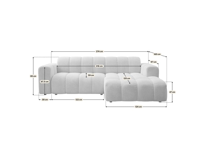 Canapé d'angle tisi, tkanina strukturalna bleu - Conforama C