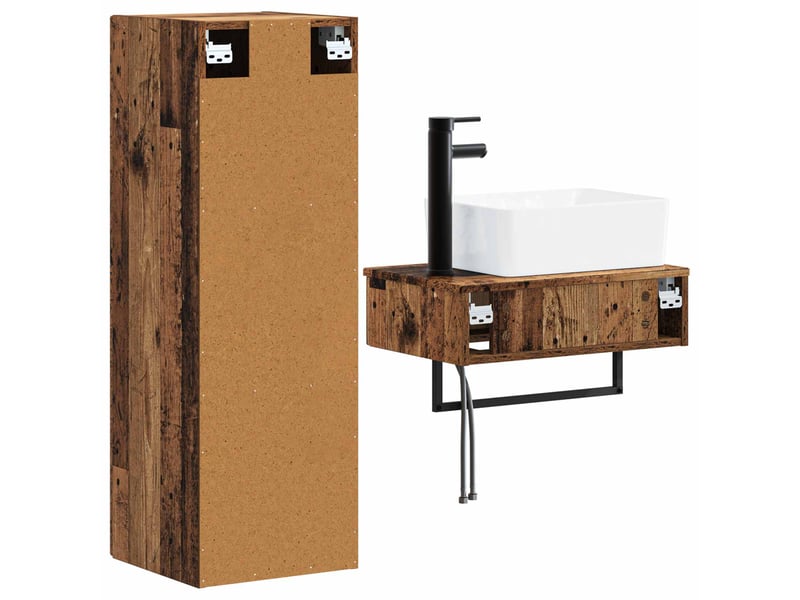  Ensemble de mobilier de salle de bain 2 pcs bois ancien shl6993  - Conforama E