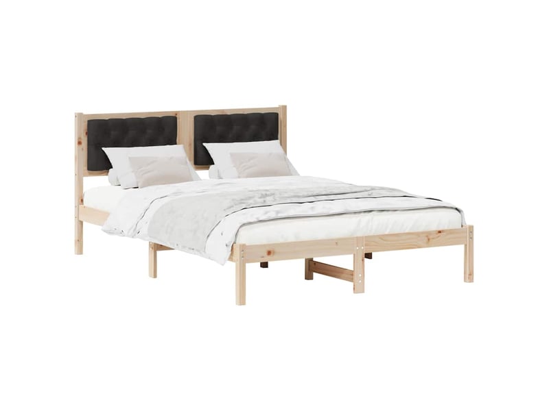  Lit double- lit adulte -  cadre de lit avec tête de lit noir 150 x 200 cm pin massif  - Conforama B