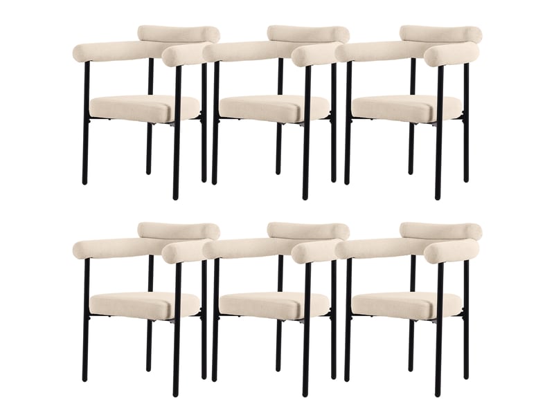  Lot de 6 chaises de salle à manger beige en tissu effet daim  - Conforama A