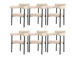 Lot de 6 chaises de salle à manger beige en tissu effet daim