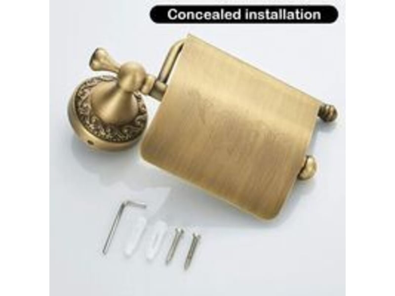  Support de papier toilette avec couvercle en laiton retro porte-rouleau murale  - Conforama D